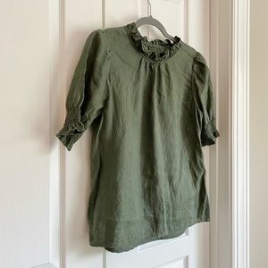 J. Crew moss green linen shirt, size medium